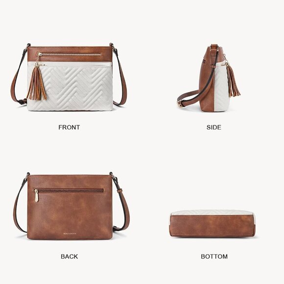 BOSTANTEN Quilted Crossbody Bag for Women, Medium Shoulder Purse with Tassel - Picture 6 of 6